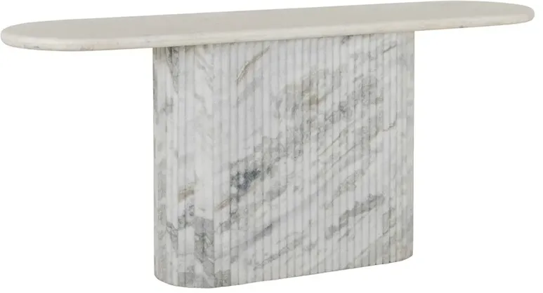Denzel Modern Classic White Marble Oval Console Table