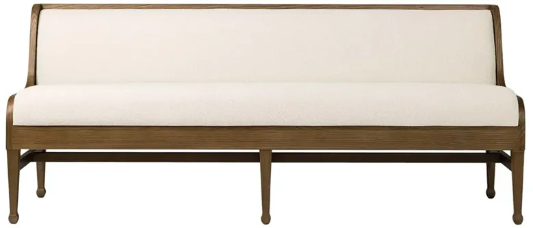 Priscilla Updated Traditional Cream Crypton Brown Oak Dining Bench - 74"