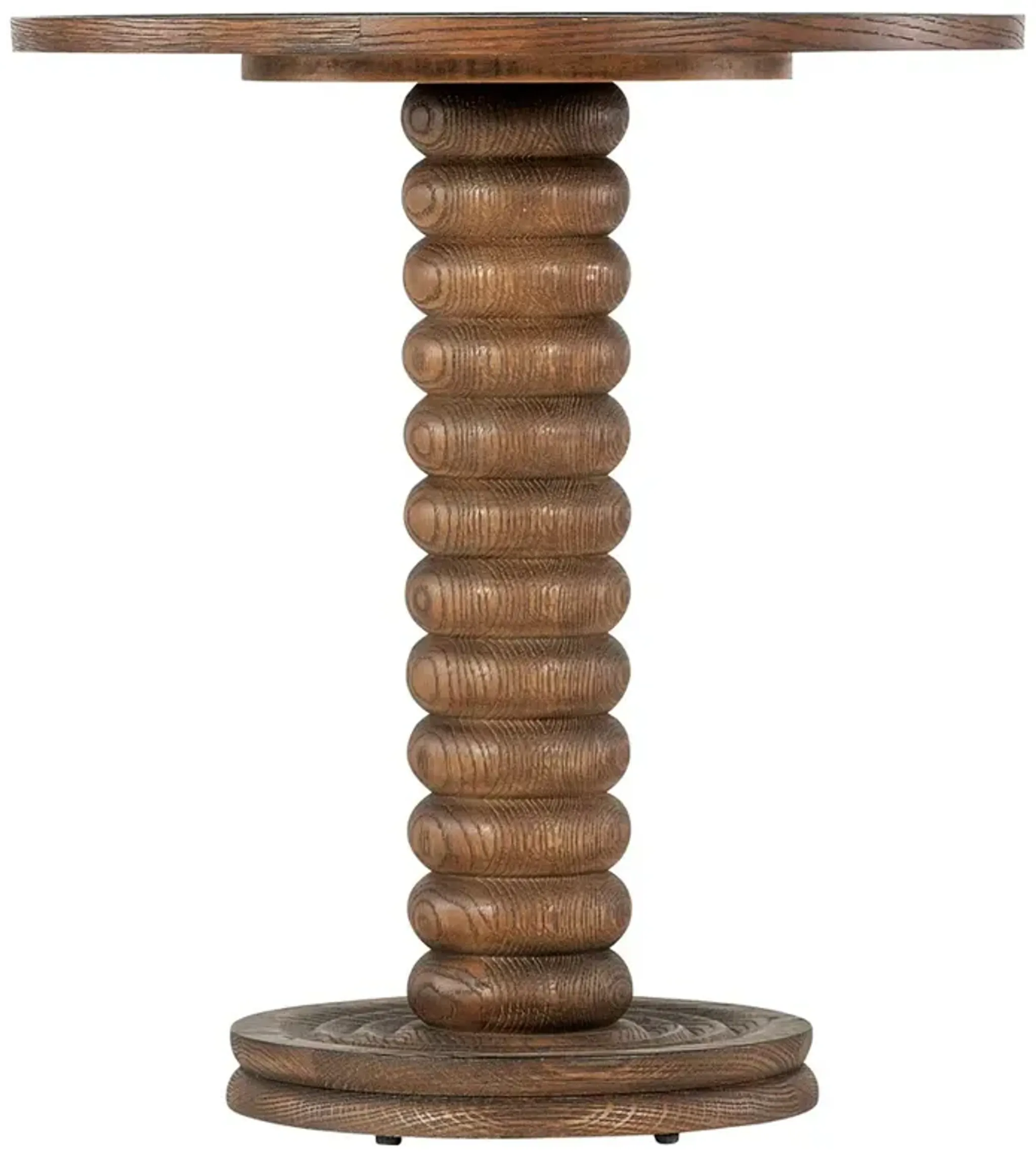 Wilson Updated Traditional Brown Oak Distressed Round Spindle Accent ...