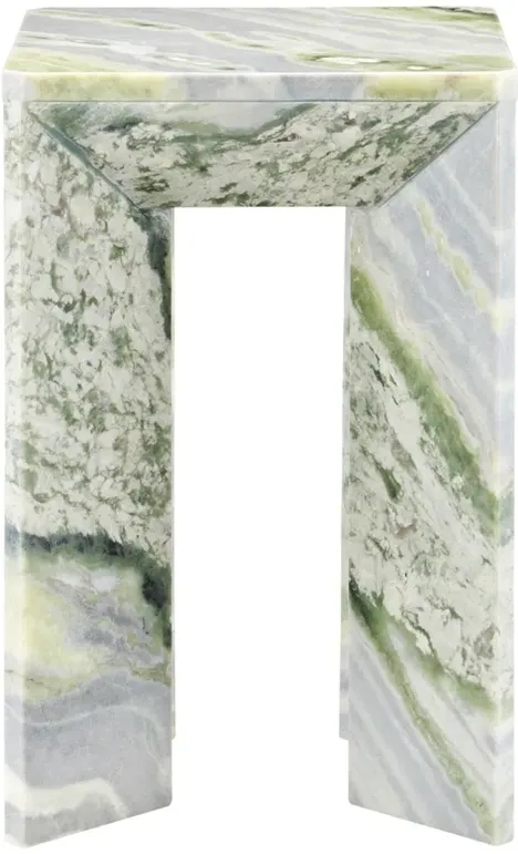 Anora Modern Classic Green Onyx Marble Square Accent Table