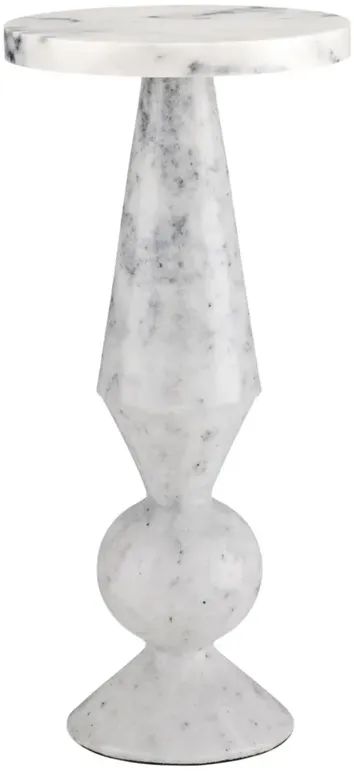 Quinn Updated Traditional Grey Marble Pedestal Accent Table