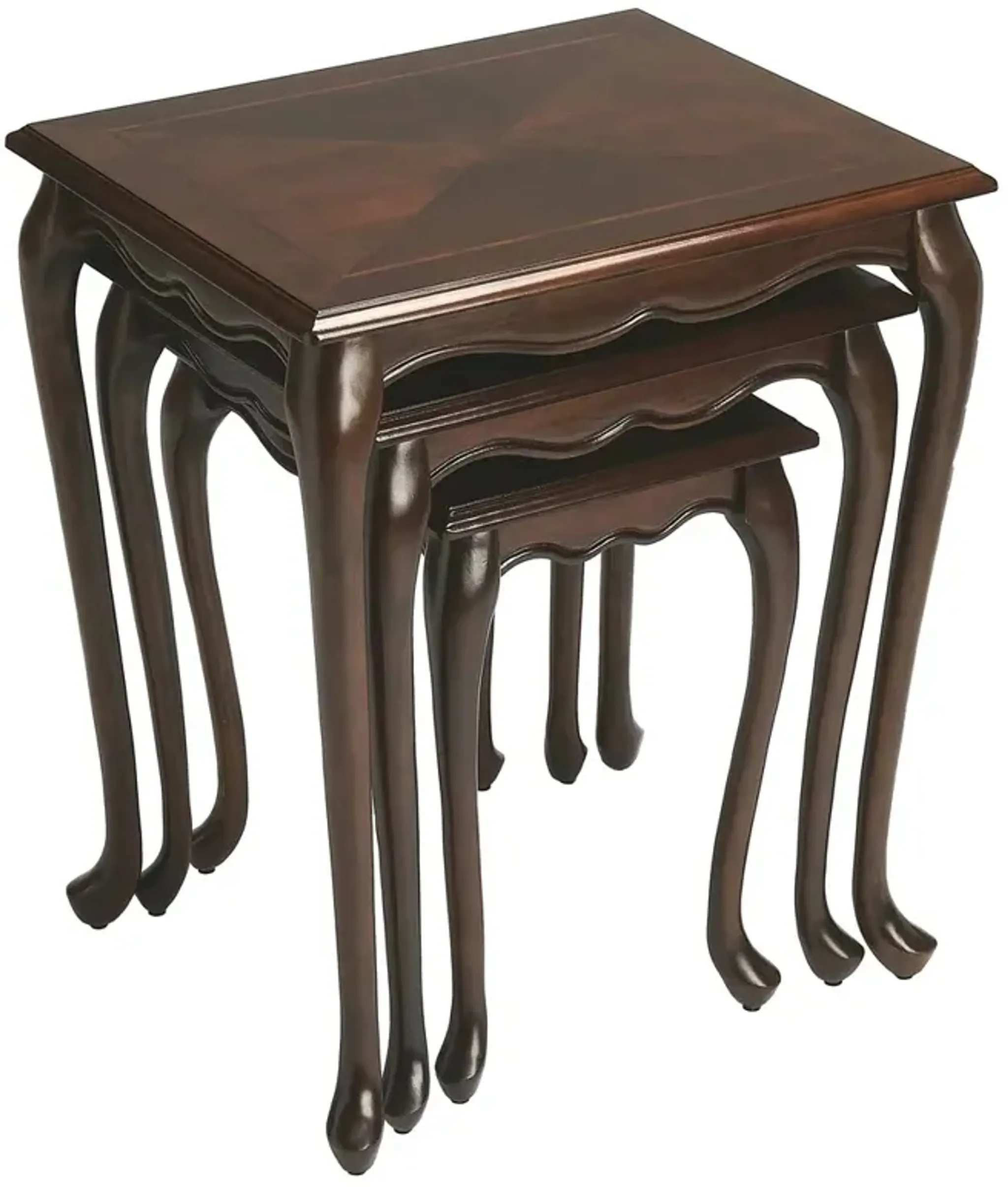 Bradford Updated Traditional Dark Brown Wood Rectangular Nesting Tables ...