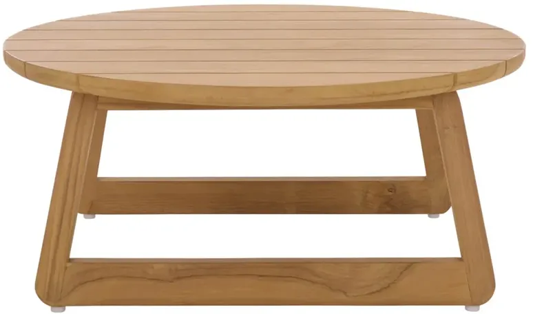 Fiora Coastal Beach Natural Teak Wood Round Outdoor Coffee Table
