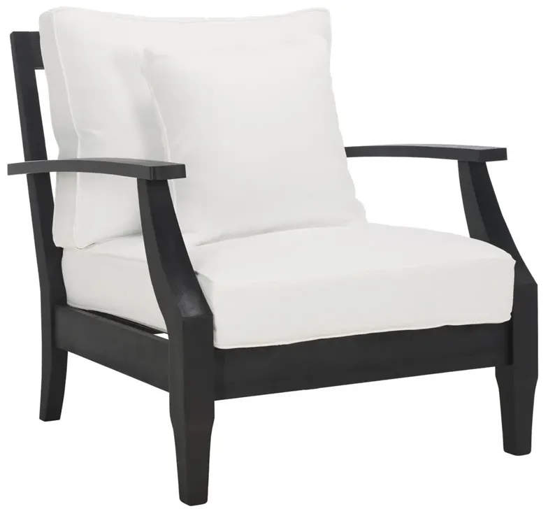 Camila Coastal Beach Black Outdoor Lounge Arm Chair