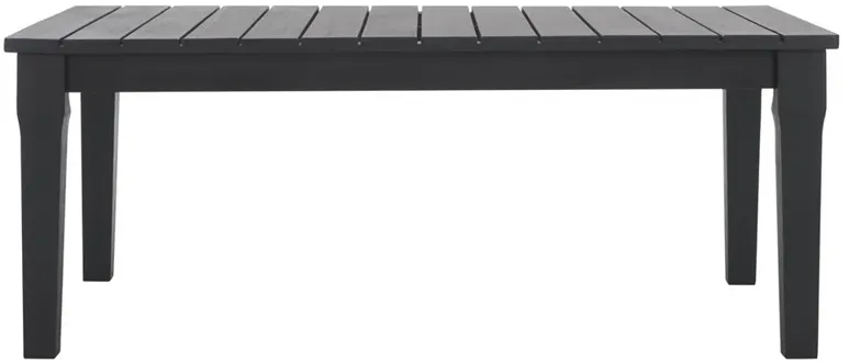 Camila Coastal Beach Black Wood Rectangular Outdoor Coffee Table