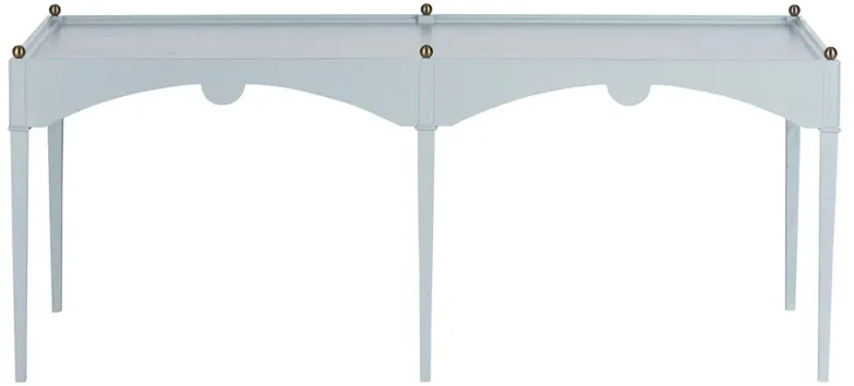 Marta Updated Traditional Blue Acacia Wood Rectangular Coffee Table