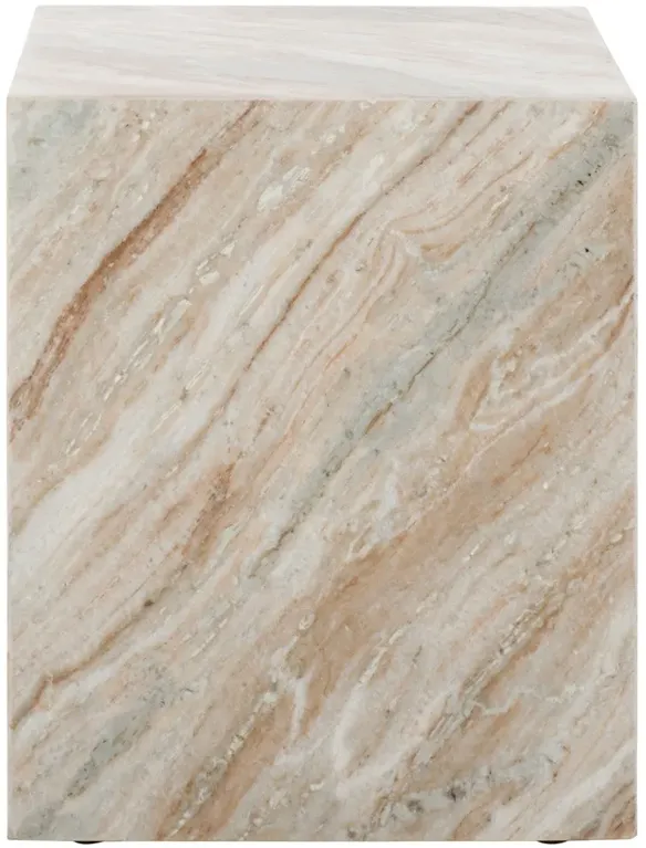 Cattleya Modern Classic Marble Square Block Accent Table