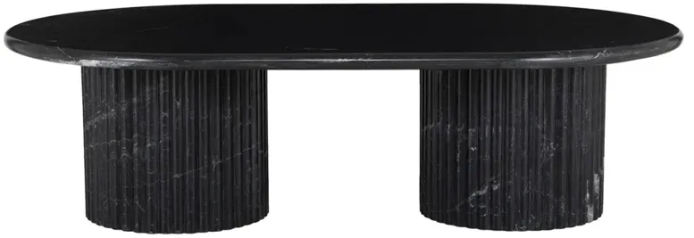 Denzel Modern Classic Black Marble Scalloped Oval Coffee Table