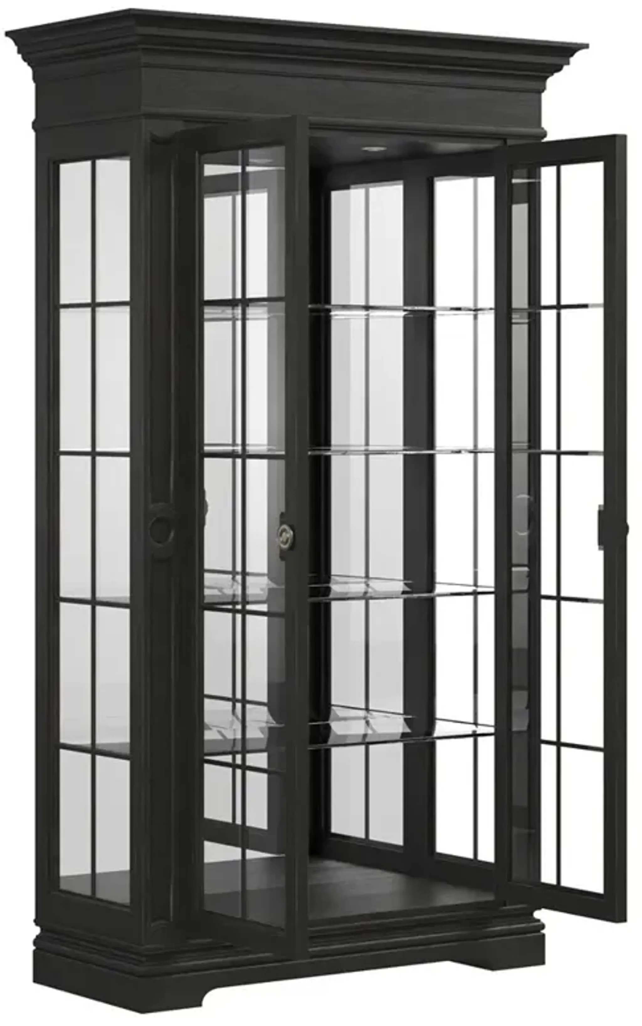 John Updated Traditional Black Pine Wood Glass Cabinet Kathy Kuo Home ...