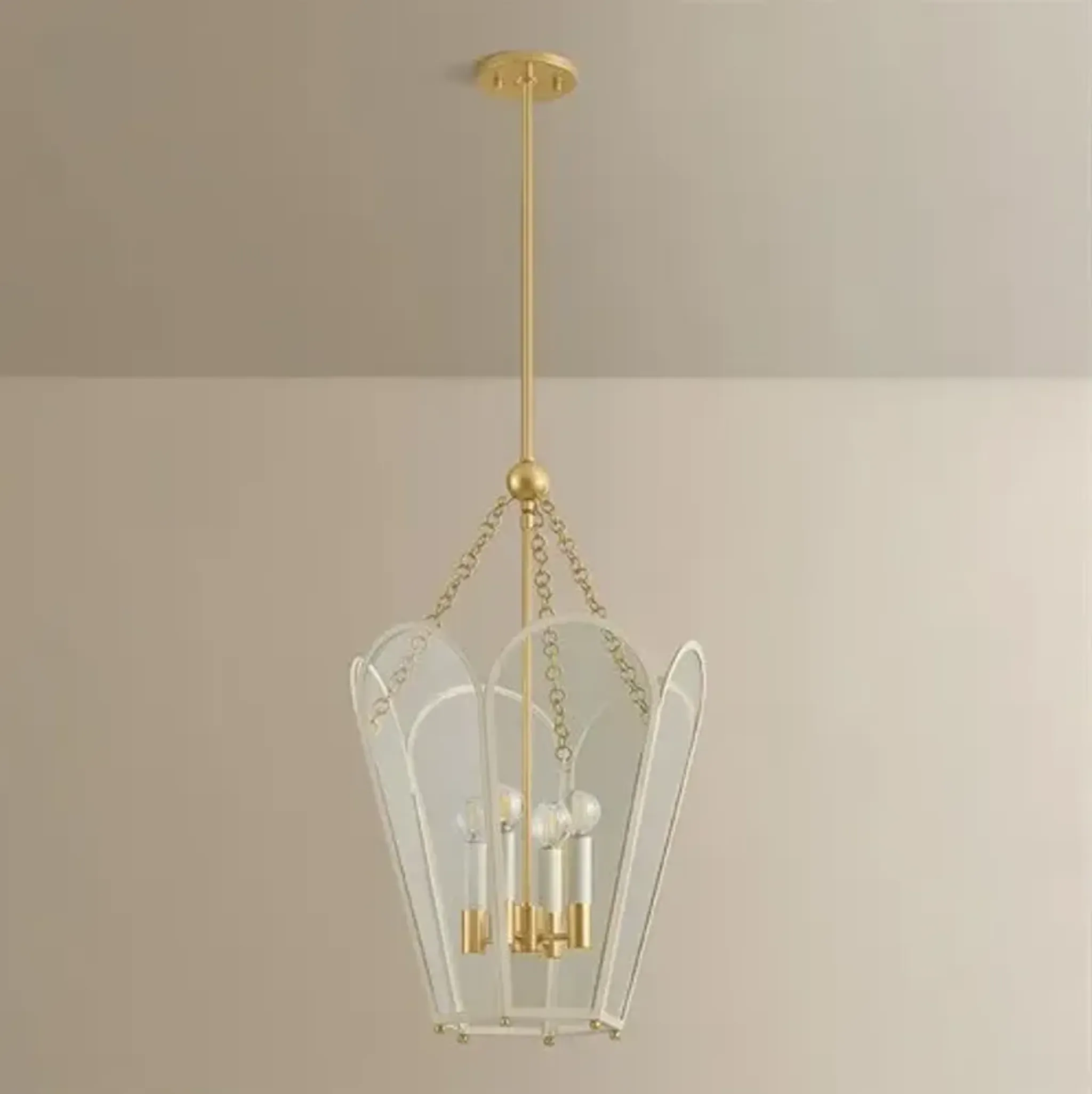Clara Updated Traditional Glass Panel Beige Lantern - 16