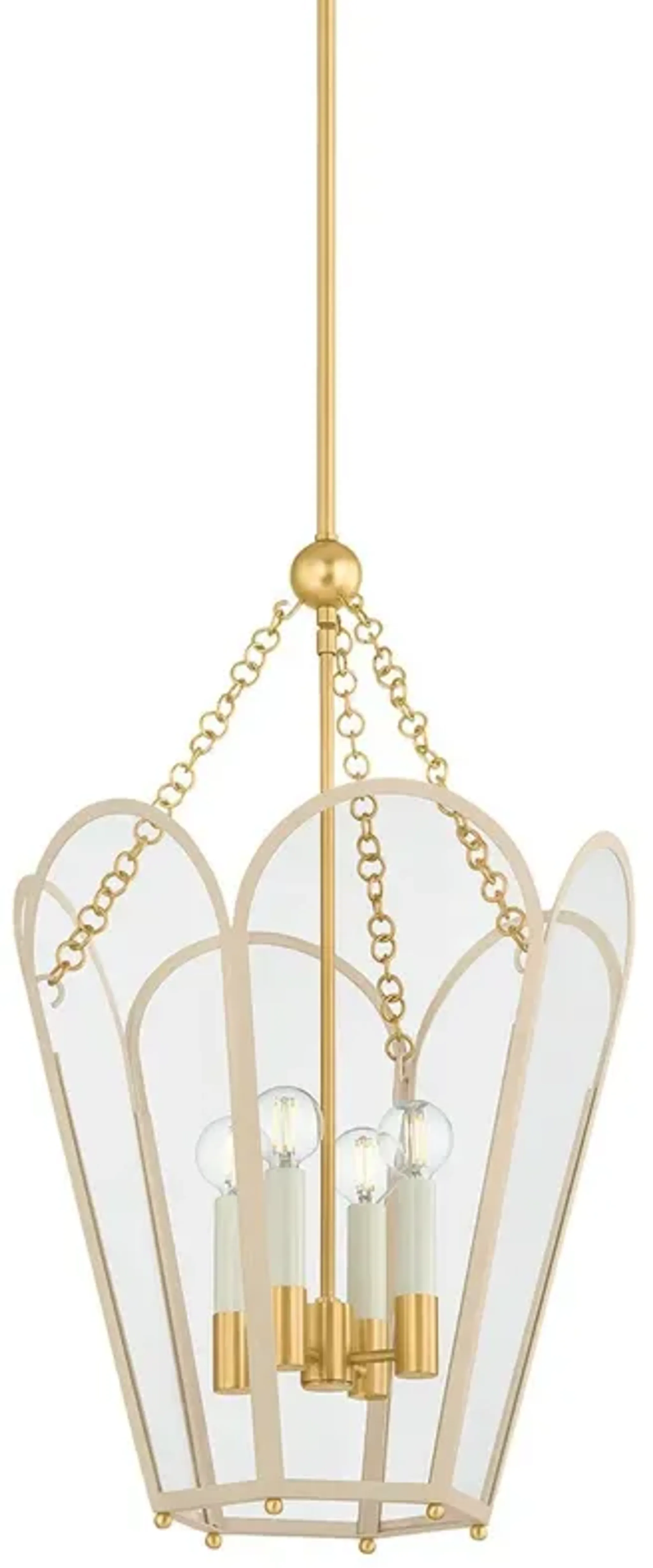 Clara Updated Traditional Glass Panel Beige Lantern - 16