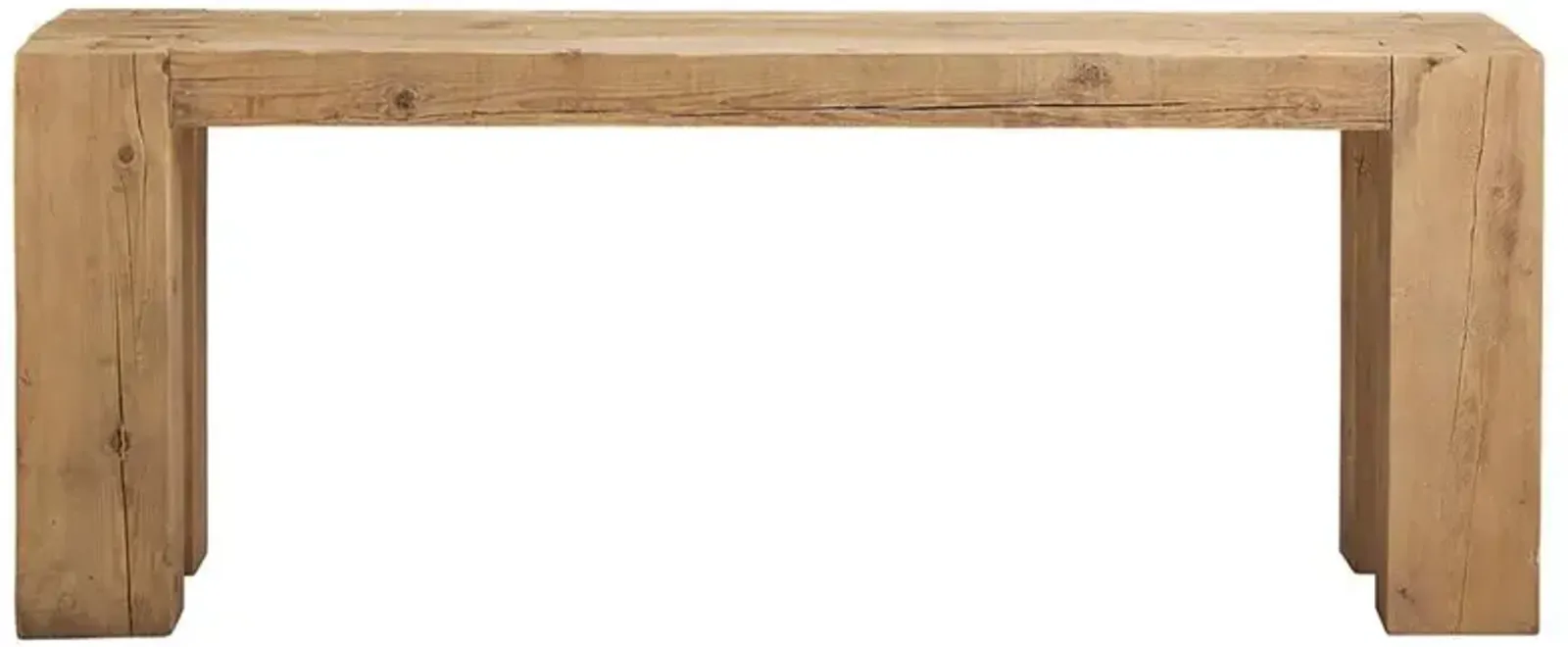 Amayah Rustic Brown Reclaimed Pine Wood Extra Long Rectangular Console Table