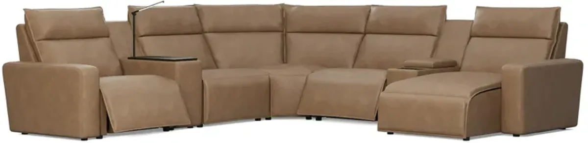 Modular Two Right Arm Facing Power Sectional with Chaise - Saddle