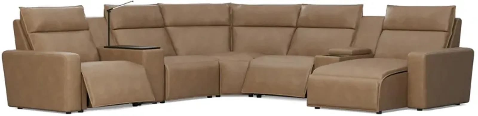 Modular Two Right Arm Facing Power Sectional with Chaise - Saddle