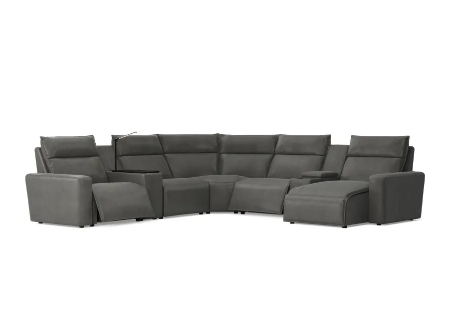 Modular Two 7-Piece Right Arm Facing Power Sectional with Chaise - Charcoal