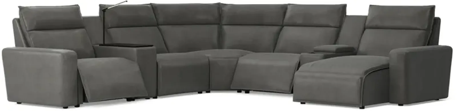 Modular Two 7-Piece Right Arm Facing Power Sectional with Chaise - Charcoal