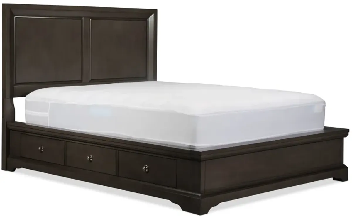 Georgetown Queen Bed w/ 1 Storage Unit in Grey