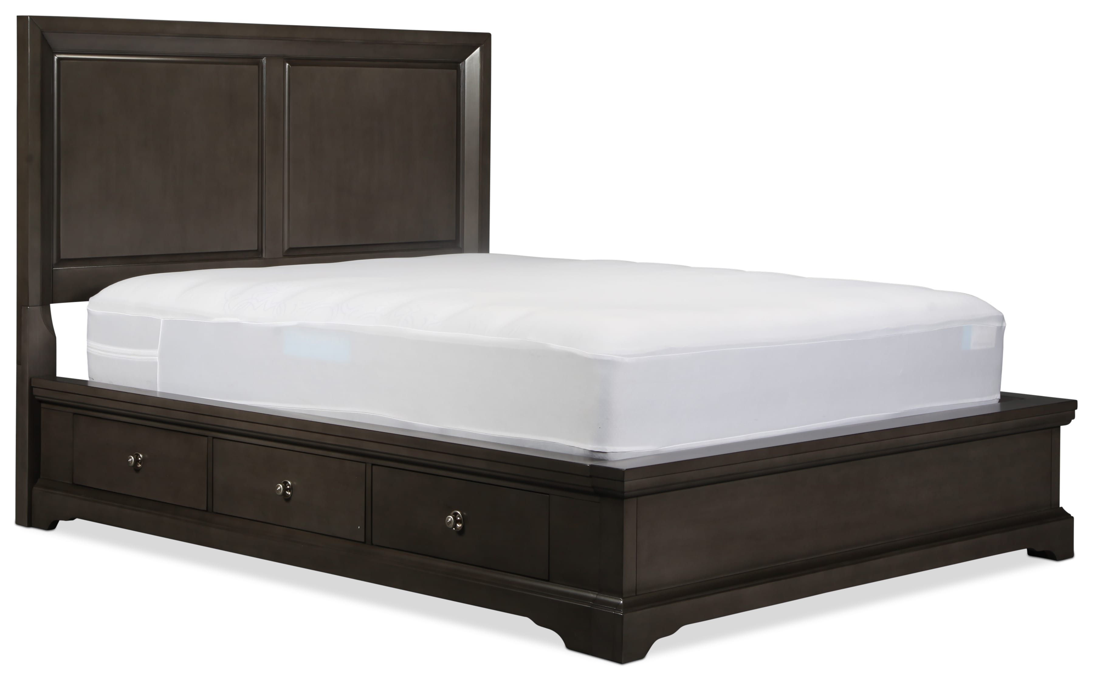 Georgetown Queen Bed w/ 1 Storage Unit in Grey