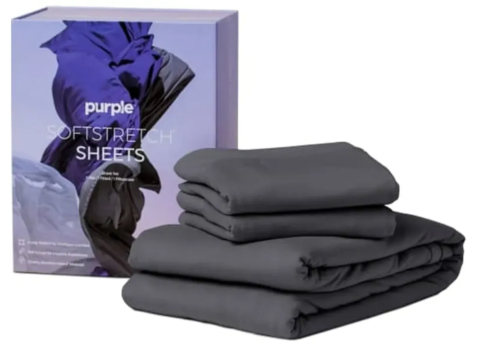 Purple Twin Stormy Grey Soft Stretch Sheets