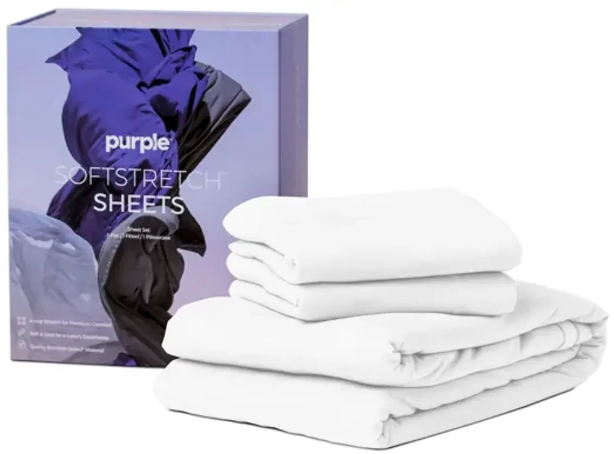 Purple King Soft Stretch Sheets in White