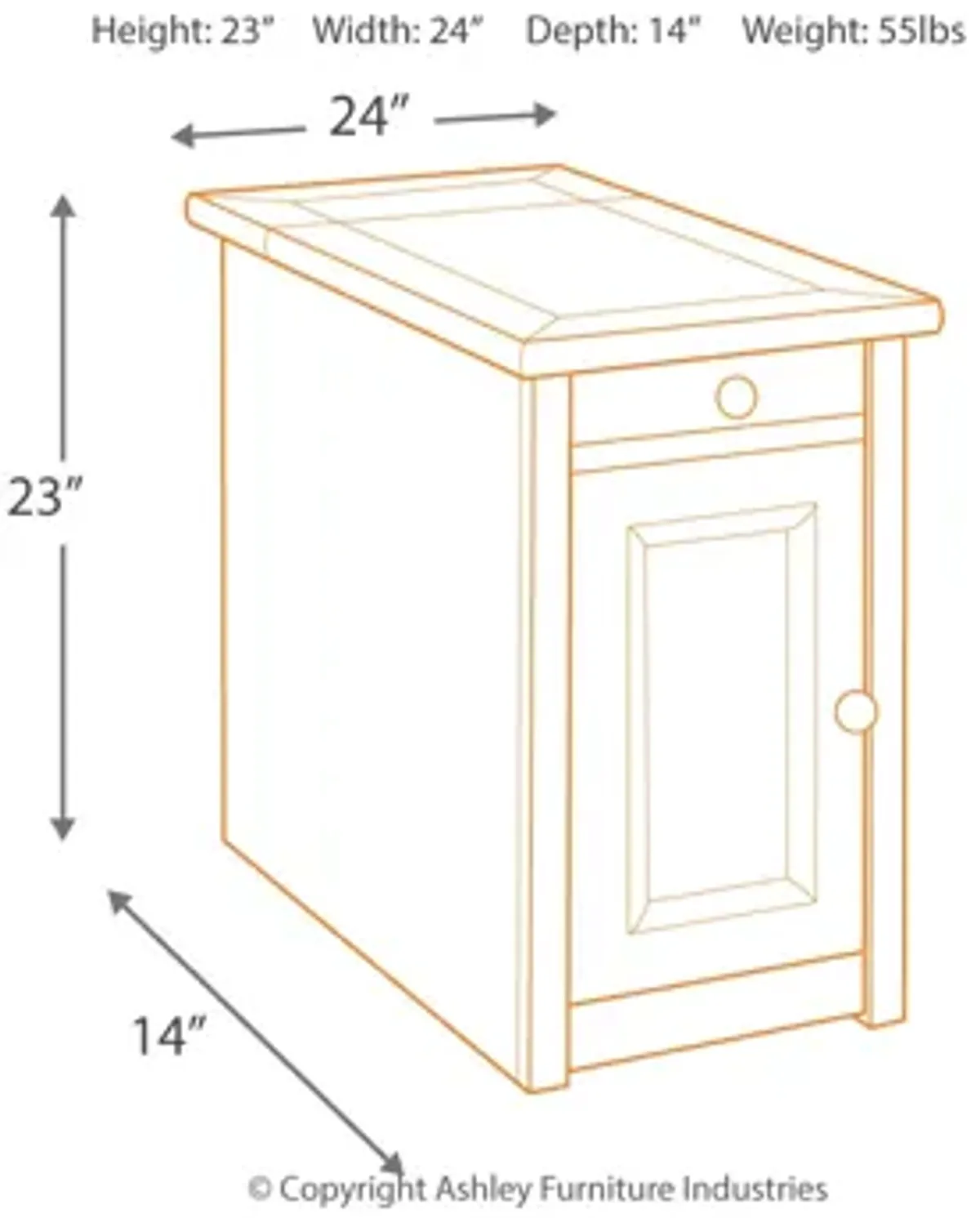 Tyler Creek Chairside End Table with USB Ports and Outlets