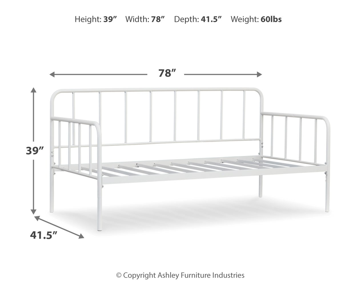 Trentlore Twin Metal Day Bed with Platform