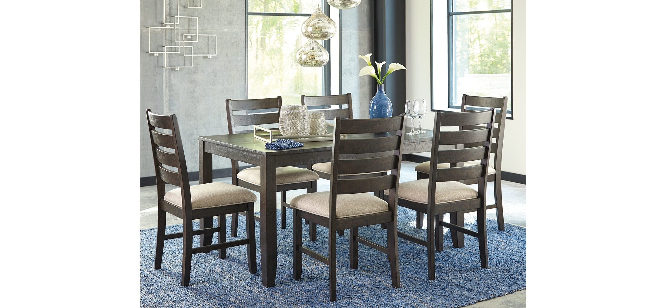 Rokane Dining Table and Chairs (Set of 7)