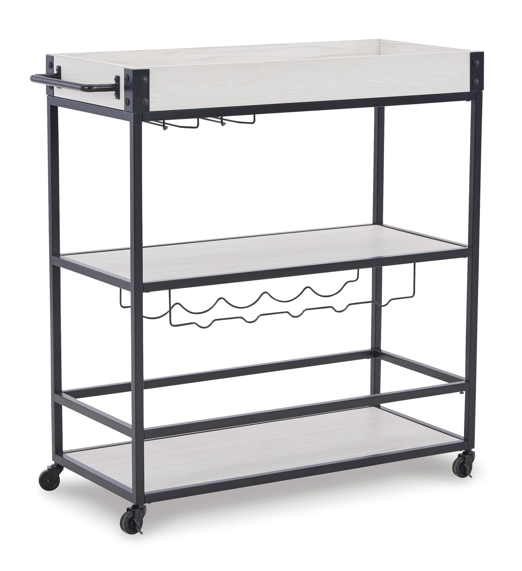 Bayflynn Rolling Bar Cart with Wine Storage