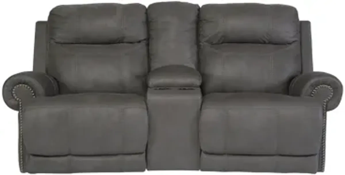 Austere Reclining Loveseat with Console