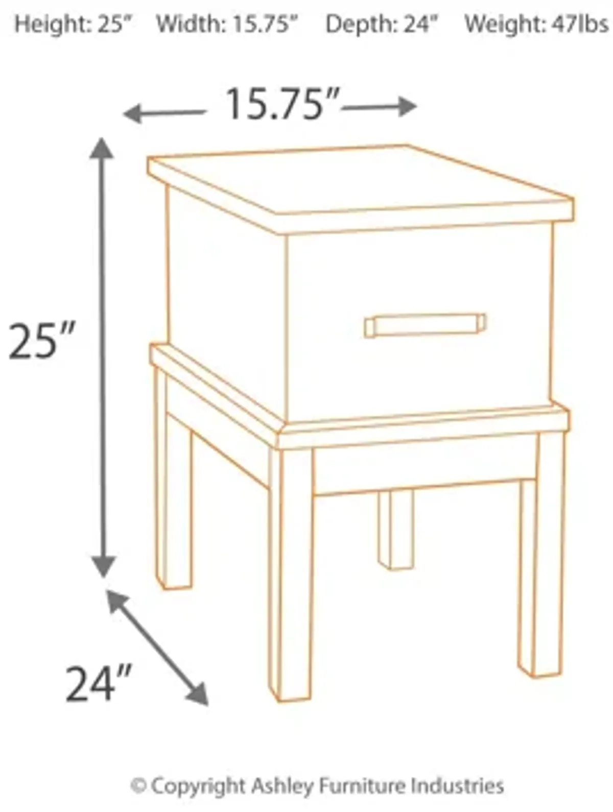 Stanah Chairside End Table with USB Ports & Outlets