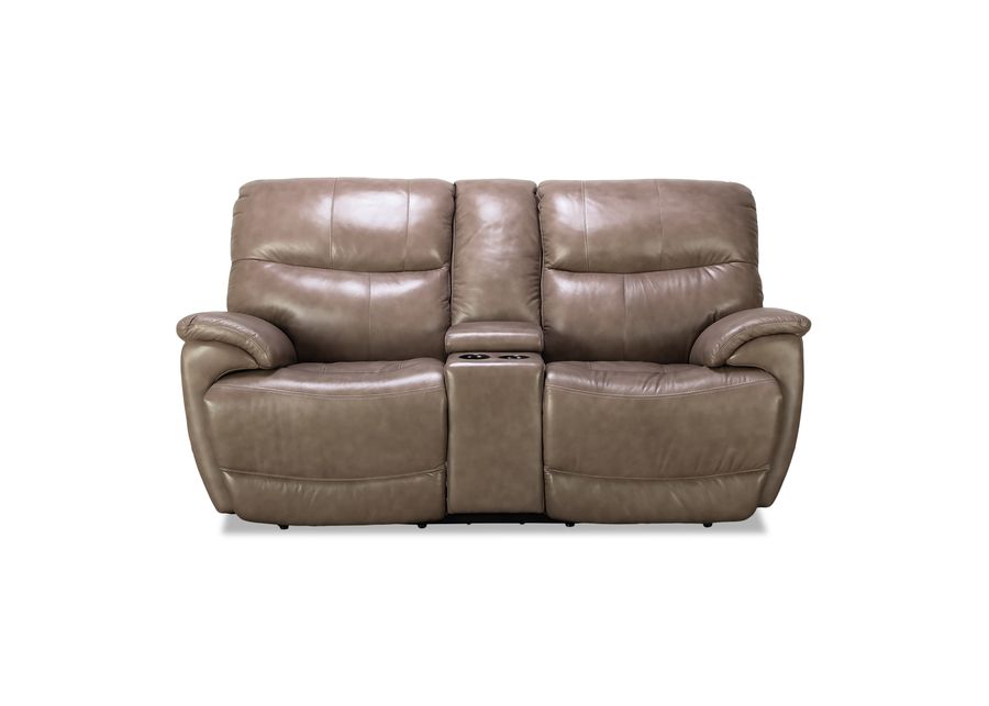 Brookville Leather Power Reclining Loveseat with Console