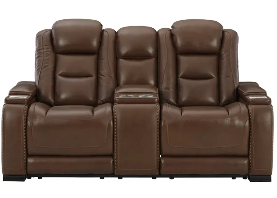 Man-Den Power Reclining Loveseat with Console