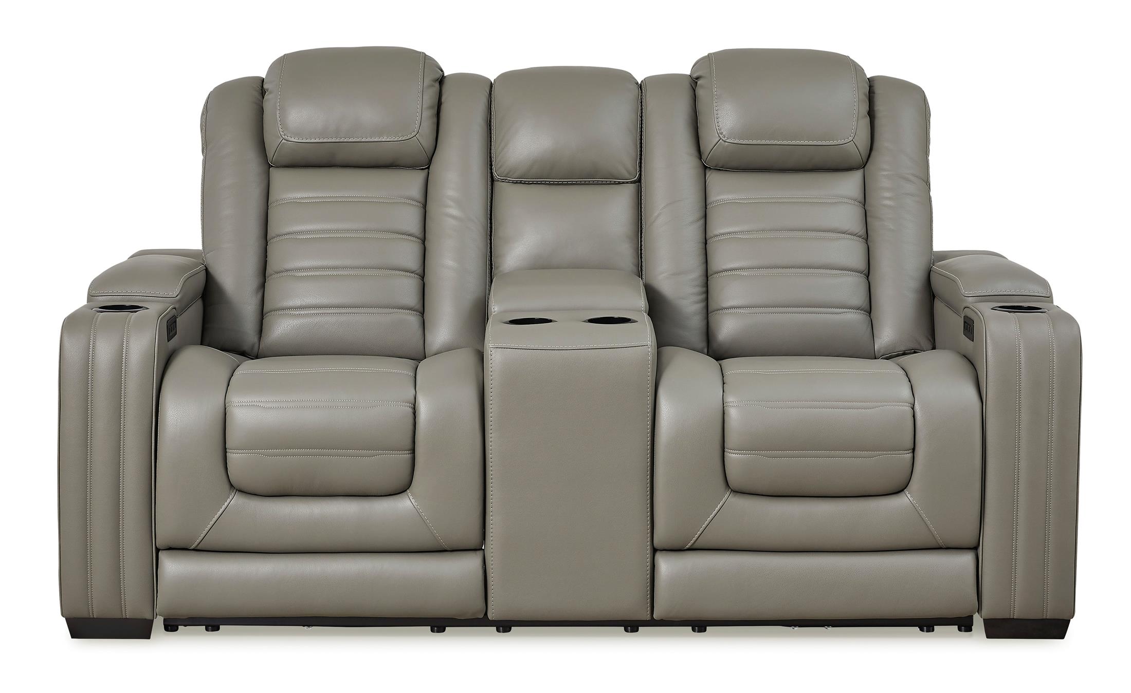 Backtrack Power Recliner Loveseat With Console and Adjustable Headrest