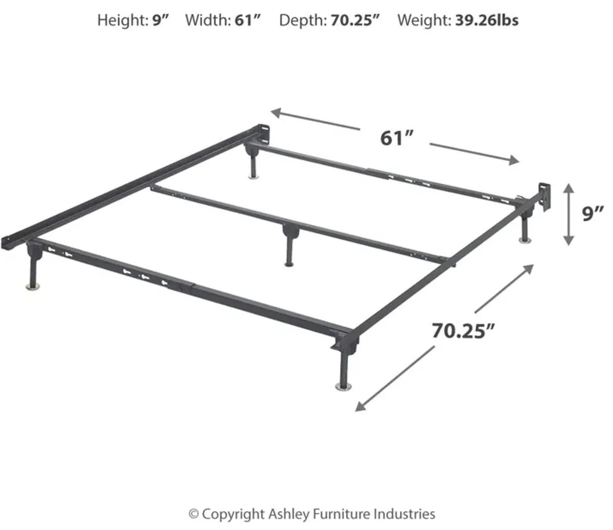 Frames and Rails Queen Bolt on Metal Bed Frame