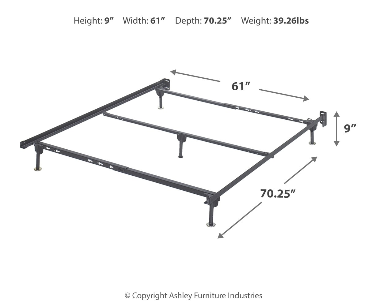 Frames and Rails Queen Bolt on Metal Bed Frame