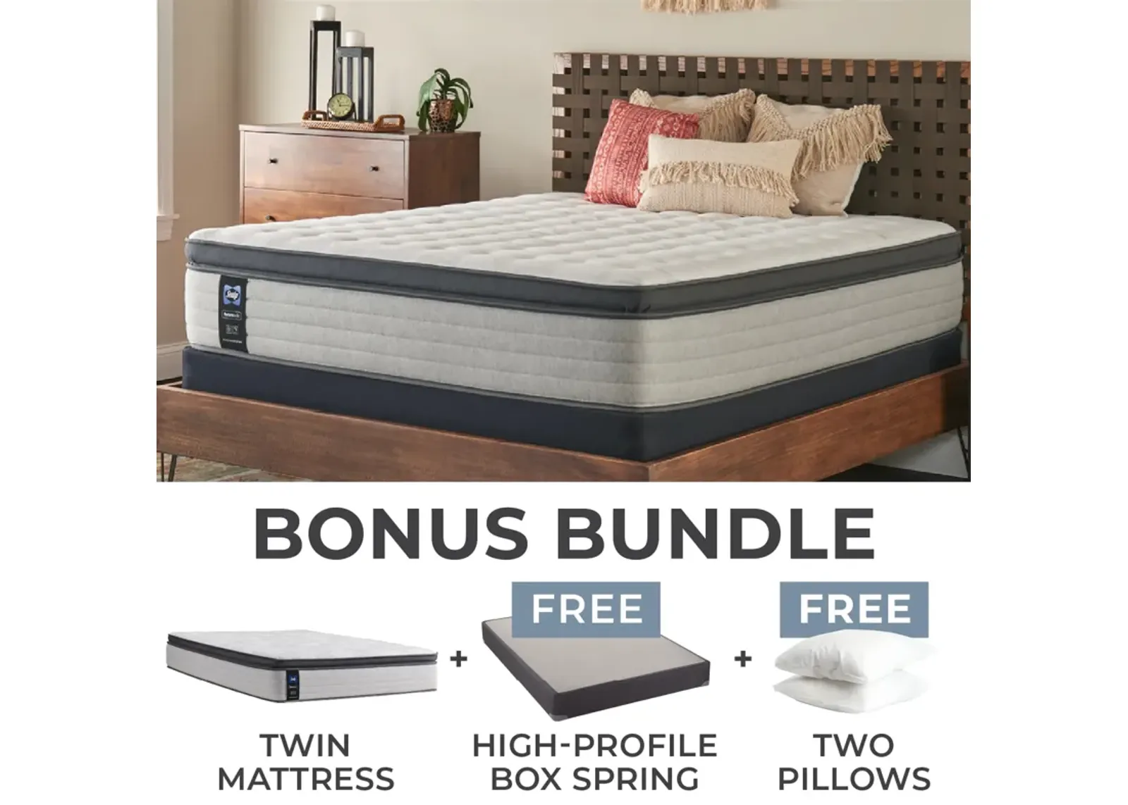 Sealy Grand Hotel Twin Plush Pillowtop Mattress Bundle with High Profile Boxspring