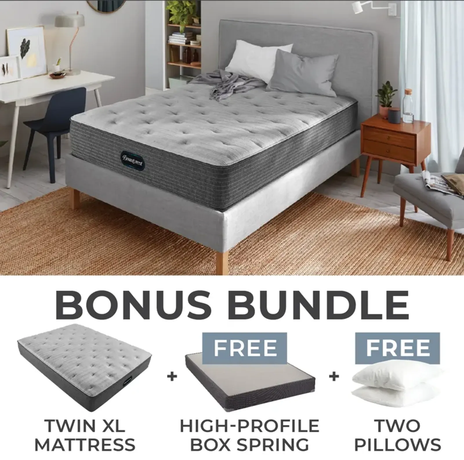 Beautyrest Luxury Resort Twin XL Firm Mattress Bundle with High Profile Boxspring