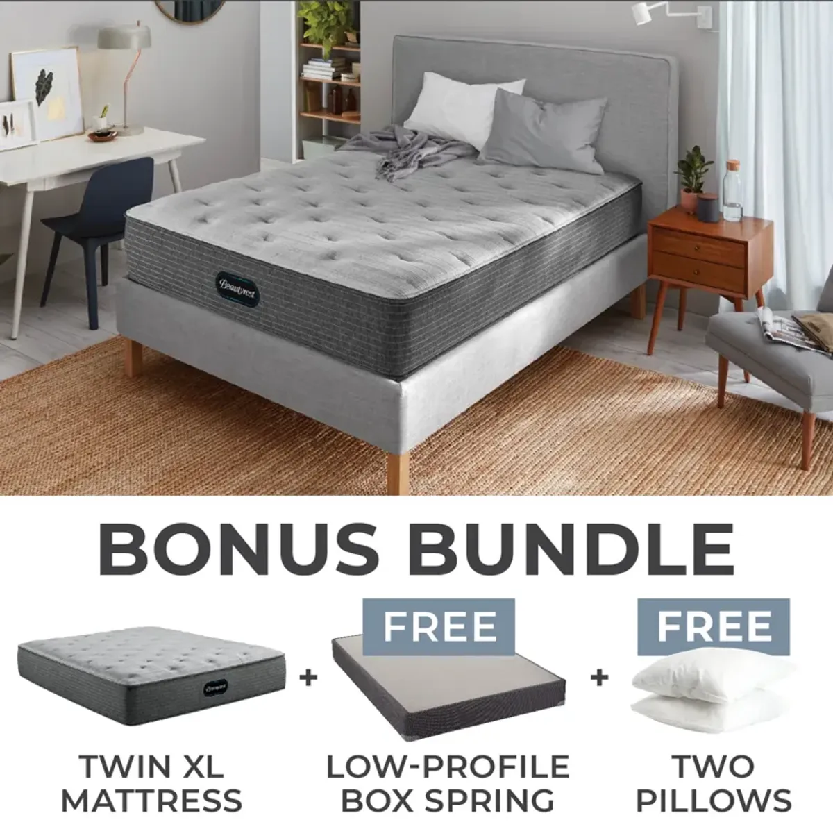 Beautyrest Luxury Resort Twin XL Firm Mattress Bundle with Low Profile Boxspring