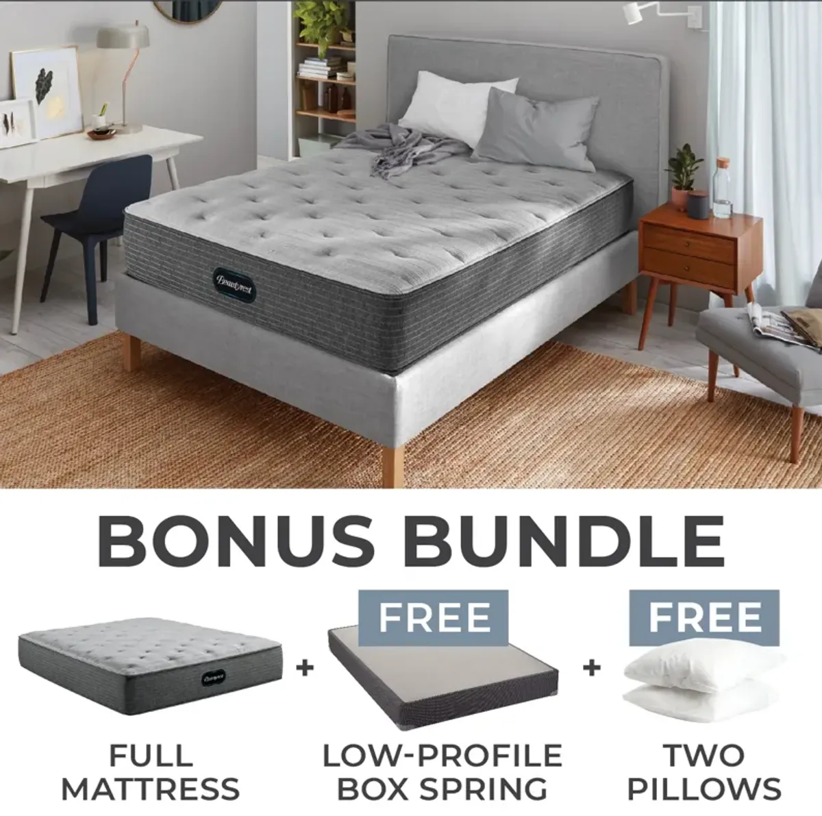 Beautyrest Luxury Resort Full Firm Mattress Bundle with Low Profile Boxspring