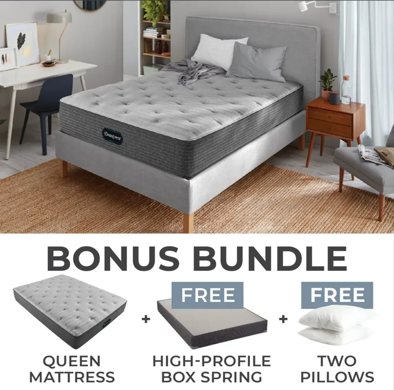 Beautyrest Luxury Resort Queen Firm Mattress Bundle with High Profile Boxspring