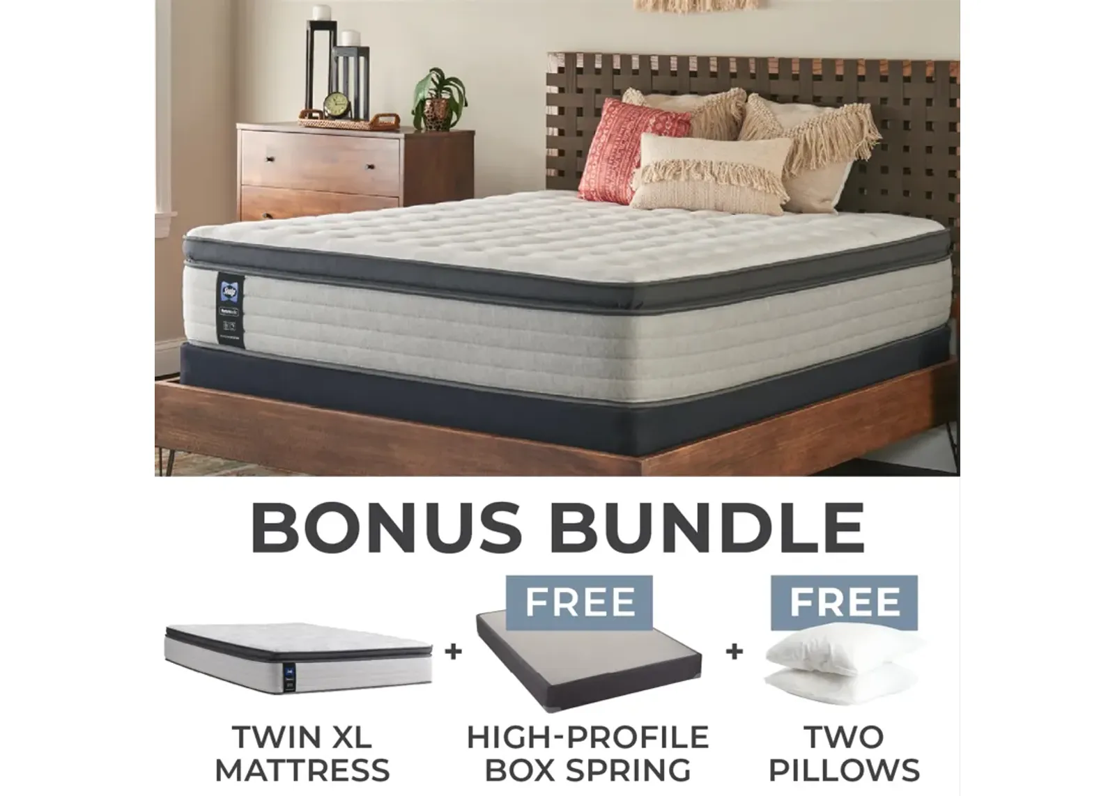 Sealy Grand Hotel Twin XL Plush Pillowtop Mattress Bundle with High Profile Boxspring