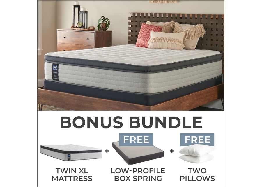 Sealy Grand Hotel Twin XL Plush Pillowtop Mattress Bundle with Low Profile Boxspring