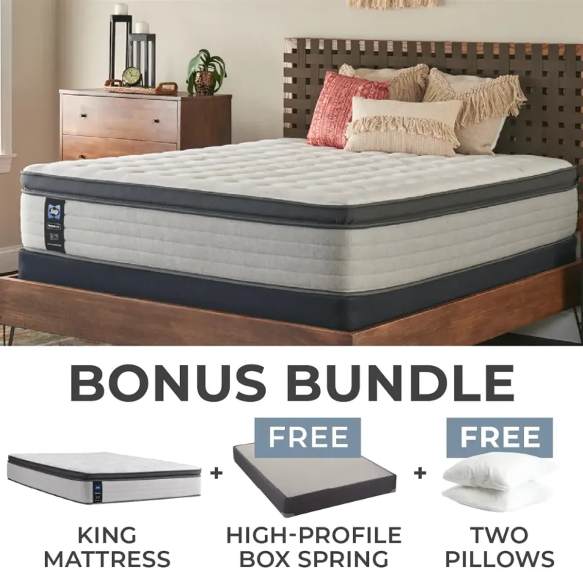 Sealy Grand Hotel King Plush Pillowtop Mattress Bundle with High Profile Boxspring