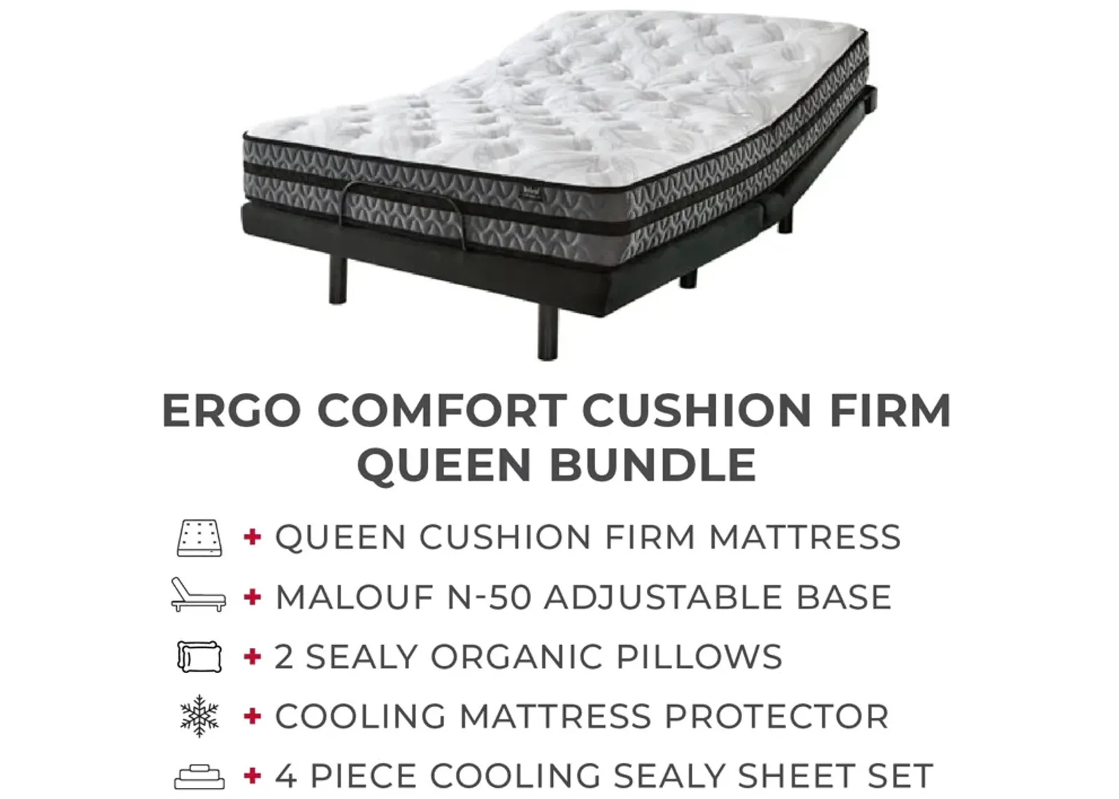 Ergo Comfort Cushion Firm Queen Mattress Bundle