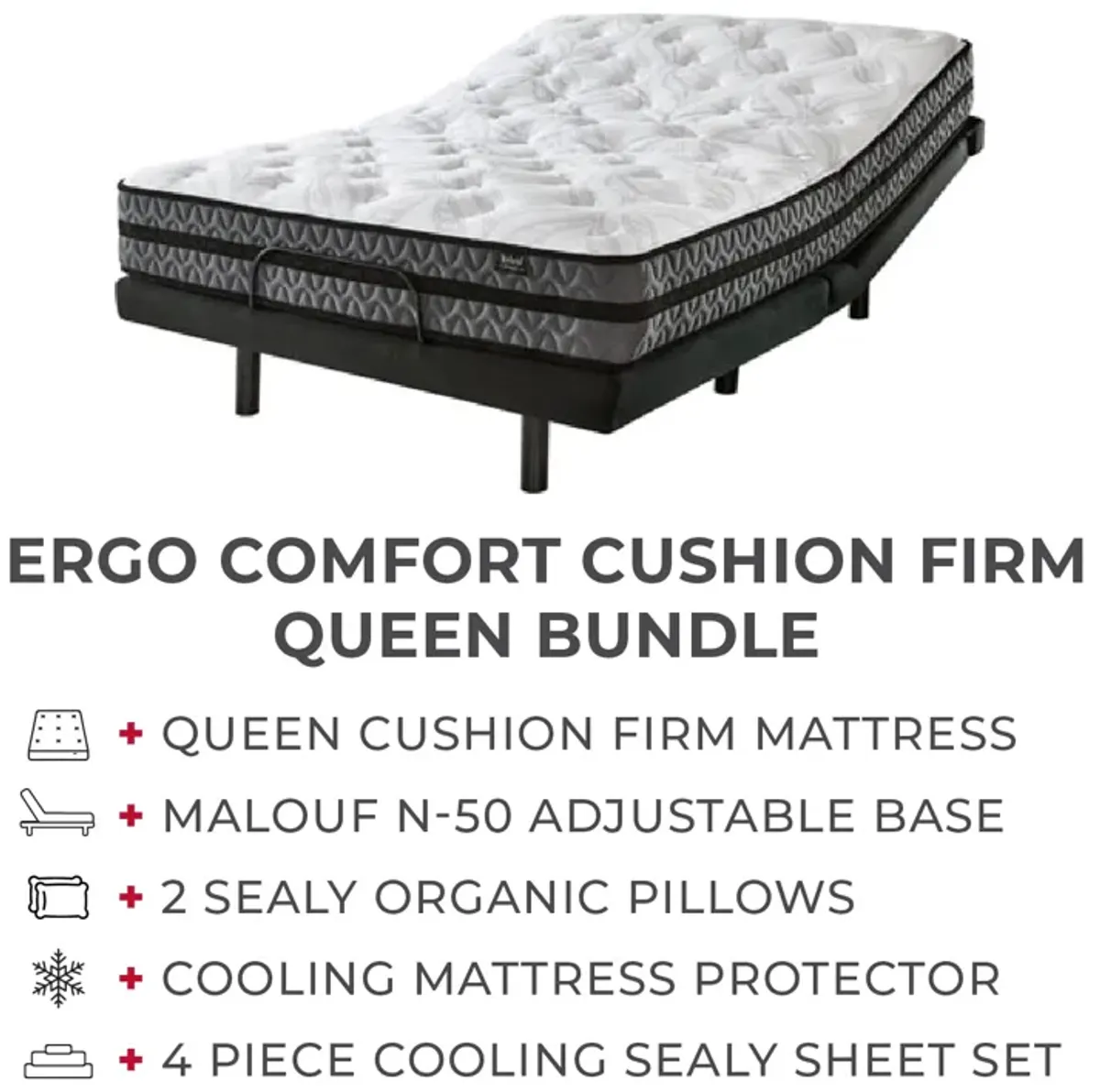 Ergo Comfort Cushion Firm Queen Mattress Bundle