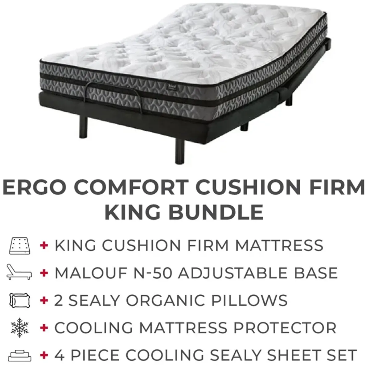 Ergo Comfort Cushion Firm King Mattress Bundle