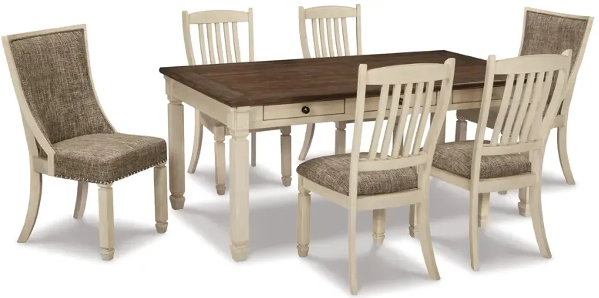 Bolanburg Dining Table and 4 Chairs and Bench Set