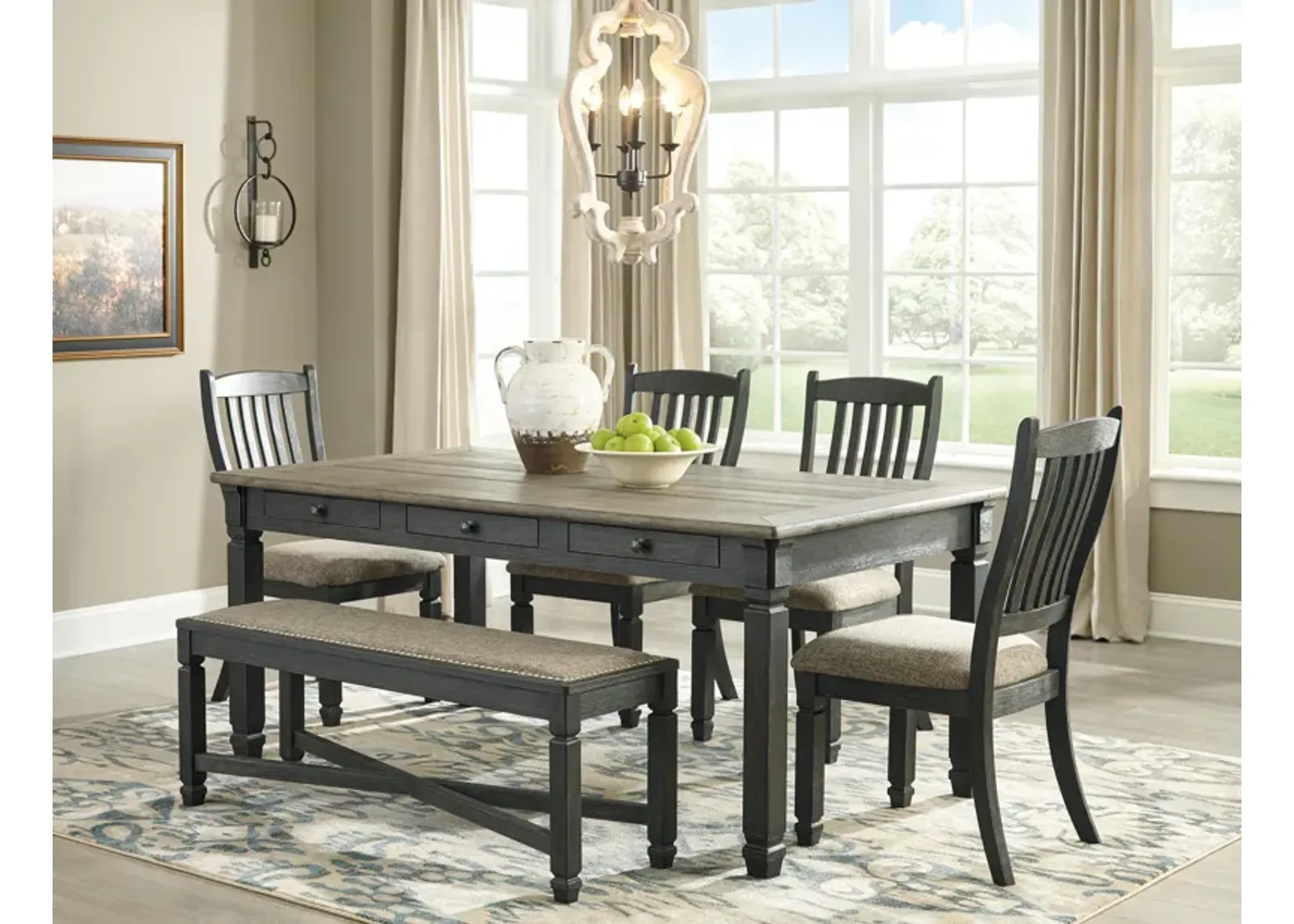 Tyler Creek Dining Table and 4 Chairs and Bench Set