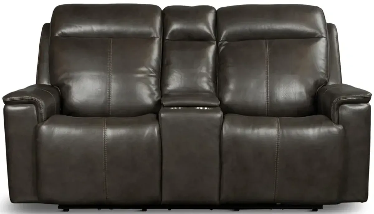 Castin Power Recline Console Loveseat in Grey
