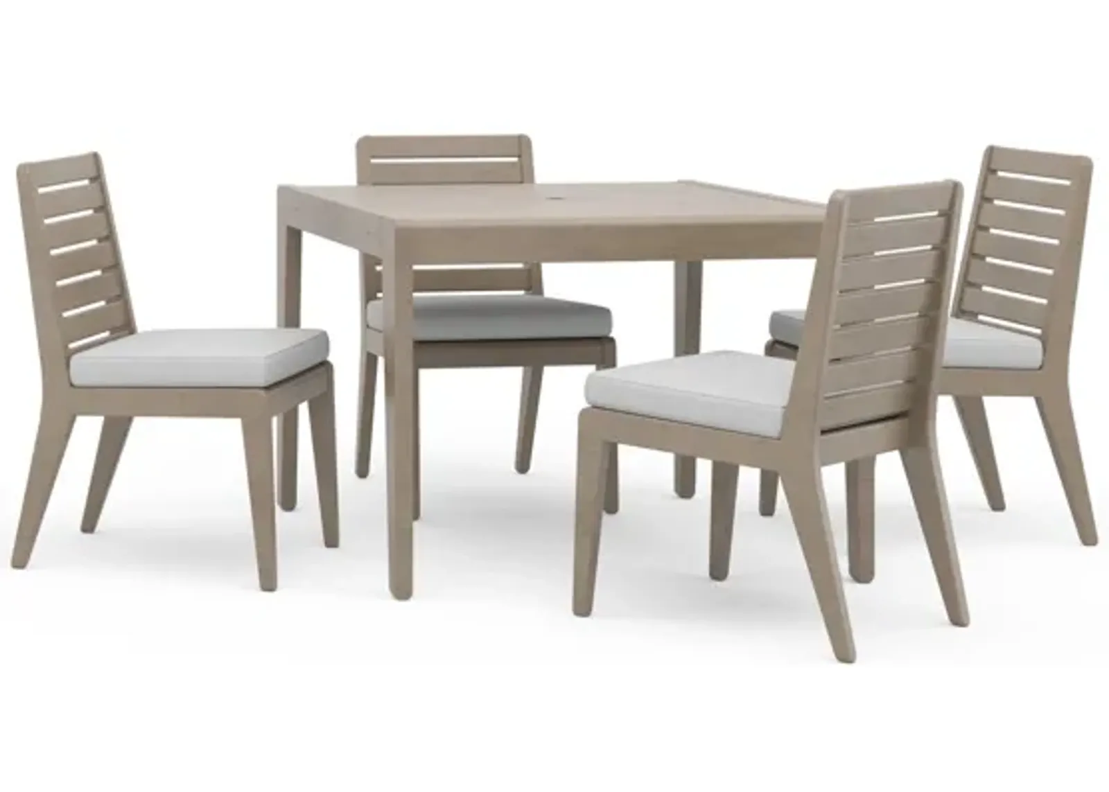 Sustain Outdoor Dining Table and Four Chairs in Gray